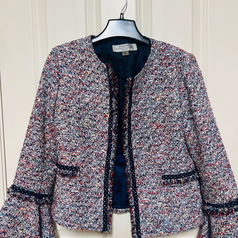 Tahari Arthur Levine Tweed Suit with bell sleeves AND matching skirt.